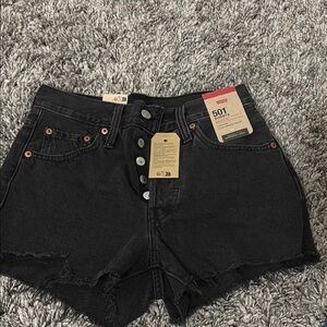 Levi's Black Jean Shorts High-Waisted Cut-Off